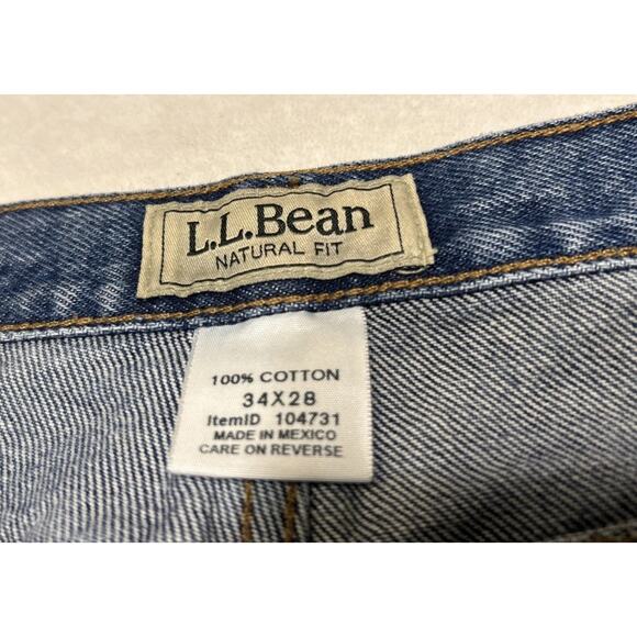 LL Bean Men’s Jeans Size 34x28 Blue Natural Fit Vintage Straight Leg Denim - Picture 3 of 7